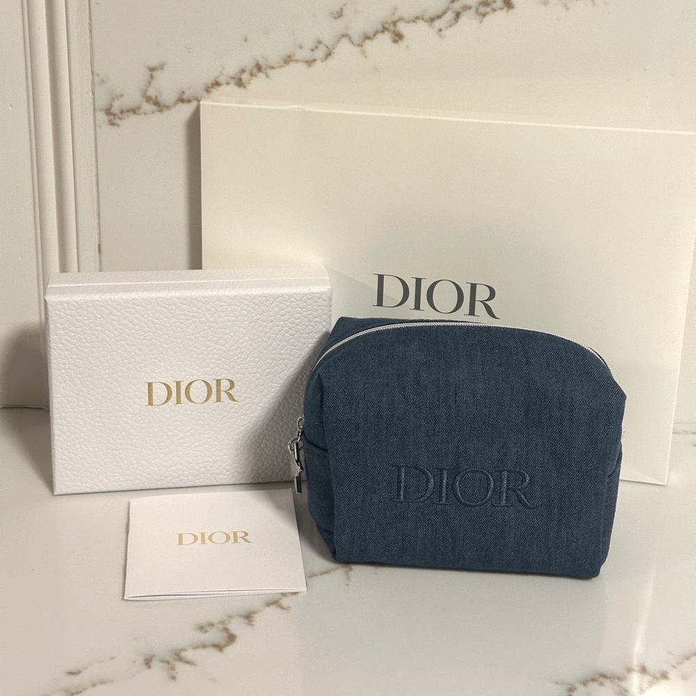 Authentic Dior Cosmetic Bag bundle. 2 Makeup Bags. Dior Lipstick and Mirror set